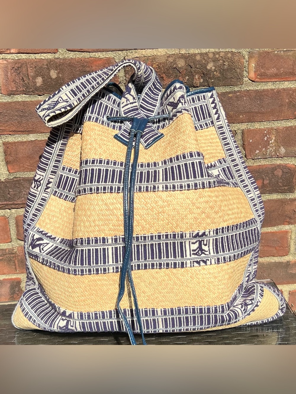 Akios Industries Vintage Woven Straw Tote 70s Ecuador Andean Folk Art Hancrafted